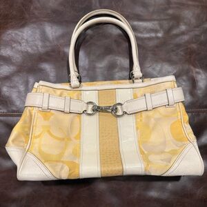 Coach Yellow and Cream Shoulder Bag